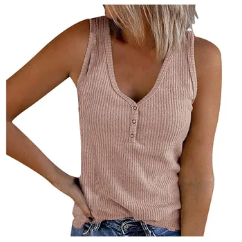 Aukštos kokybės Moterų V-kaklo undershirt rankovių mygtuką žemyn atsitiktinis undershirt marškinėliai T-shirt vasaros palaidinė 2021 haut femme