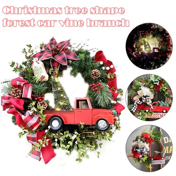 Aukštos Raudona Sunkvežimių Kalėdų Vainikas Kalėdų Raudona sunkvežimių Atostogų Pinecone Vainikas Languotas Vainikas Kalėdų Vainikas LG66