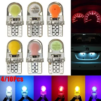 Automobilių 4Pcs T10 W5W LED Lemputės Automobilių Interjero Aksesuarų Šviesos Posūkio Pusėje Licencijos numerio ženklo Žibintas 7 Spalvų