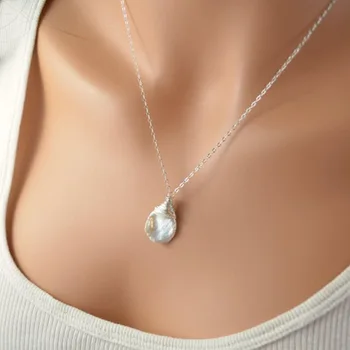 Balta didelių baroko perlas pakabukas,didžiulis jumbo flameball perlų vėrinį,didelis nucleated bolidas perlų vėrinį