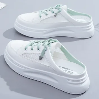 Baotou pusė šlepetės moterų išorinis dėvėti mados 2021 naujas vasaros moterų batų kvėpuojantis akių balti bateliai korėjos bateliai moterims