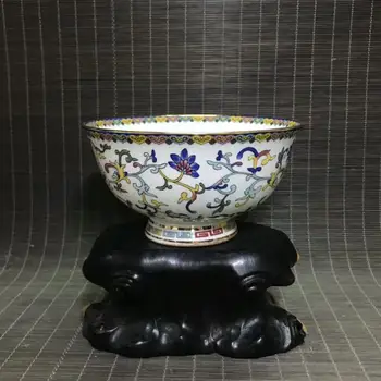 Boutique Qianlong metinė esmaltado riqueza y flores, cuenco de kinija antigva de phlum Penh