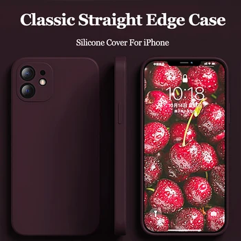 Case For iPhone 12 11 Pro Max XR X XS Max 7 8 Plius 12 Mini SE 2020 Atveju, kai Nauja Classic Straight Edge Silikoninis Dangtelis, Skirtas 