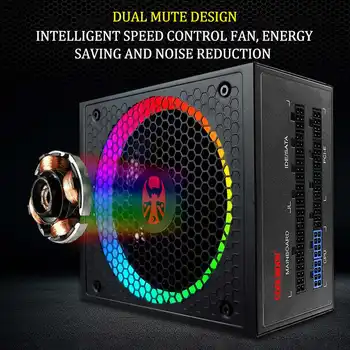 COOLMOON 850W PC Maitinimo Visiškai Modular 80 Plus Gold ATX RGB 14cm Smart Temperatūros Kontrolė, Ventiliatorius Žaidimų Kompiuterio 