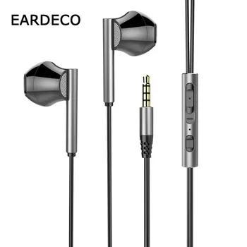 EARDECO Įvairiakryptė Stereo Laidinio Ausinės Bass Mobiliojo Telefono Ausines 3,5 mm Ausinių Muzikos laisvų Rankų įranga Dinaminių Ausinių Mic