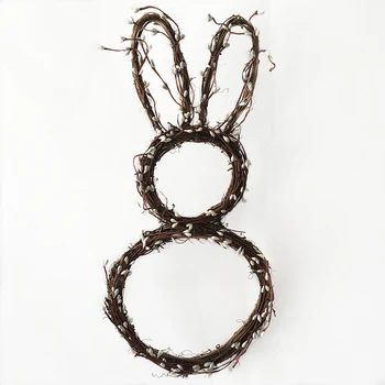 Easter Bunny Formos Vainikas Rankų darbo Pavasaris Vainikas su Uogomis Rotango Triušis Girliandą Poilsio Namų Durų, Langų Kabo Ornamentu
