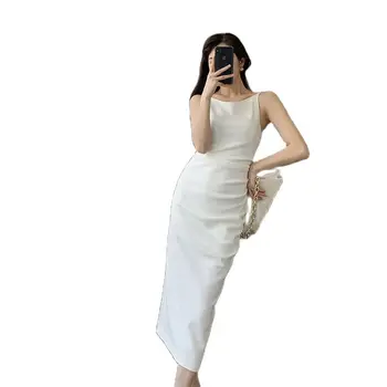 Elegantiškas Šalies Moterų Suknelė Plonas O Kaklo, Rankovių Vidurio Blauzdos Pieštuku Suknelė 2021 Mados Office Lady Kietas Suspender Suknelė B506