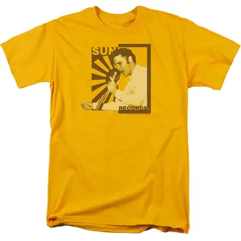 Elvis Presley Elvis Sun Records Elvis Ant Mic T Shirt Mens Licenciją King Tee Aukso