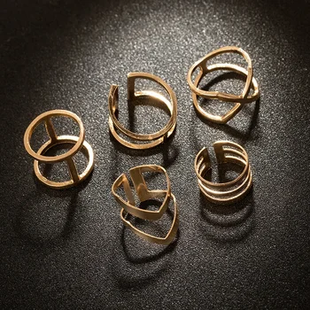 Europa ir Jungtinės amerikos valstijos naujų lydinio kryžiaus karka geometrijos penkių dalių žiedas nustatyti кольцо žiedai moterims кольцо anillos mujer