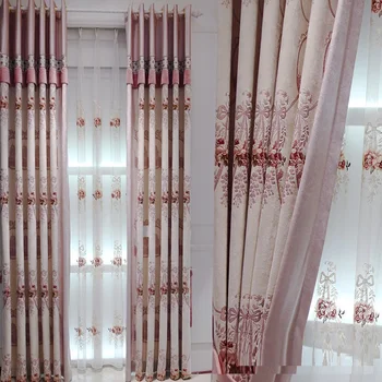 Europos stiliaus prancūzijos langą miegamasis šeniliniai žakardiniai užuolaidų rožinė mergaitė kambarys šiltas mados naujo stiliaus