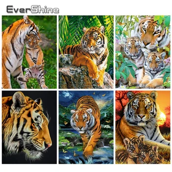 EverShine 5D Diamond Tapybos Rinkiniai Tigras Diamond Siuvinėjimo Kryželiu Gyvūnų Cirkonio Meno Hobis, Dovana, Namų Puošybai