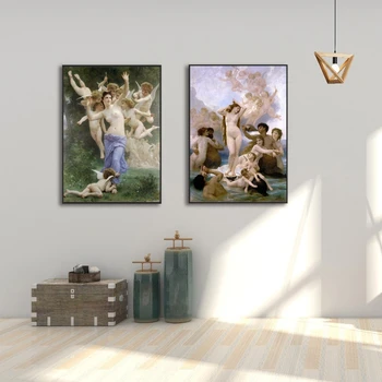Garsaus Prancūzijos Naujas Klasikinio William Adolphe Bouguereau Daina Angelai Drobės Pianting Plakatai ir Spausdina Sienos Meno Nuotrauką