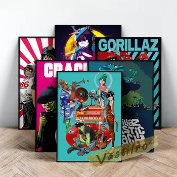 Gorillaz Plakatas, Virtualios Juostos Sienos Menas, Animacinių filmų Virtualus Personažas 2d Makaronų Russel Hobbs Murdoc Niccals Sienos Nuotrauka, Gerbėjų Dovana