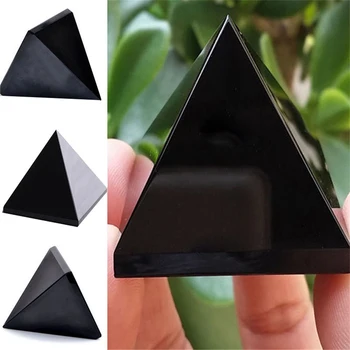 Grynas Obsidianas Piramidės Gamtos Triangled Krištolo Akmens Obsidianas Piramidės Papuošalai Kambarį Apdaila Atostogų Dovanų