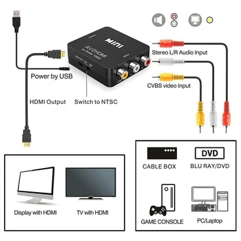 HD 1080P AV ir HDMI Suderinamus Konverteris Televizijos Žaisti AV2 HDMI suderinamus Adapteris, Skirtas PS3, PS4 DVD Xbox Projektorius