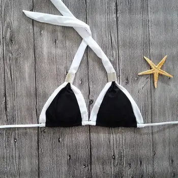 Juoda Balta Kratinys Bikini Moterims Maudymosi Kostiumėlį Push Up Plaukti Paplūdimio Drabužiai Brazilijos Bikini Komplektas Micro Maudymosi Kostiumėliai Moterims Besimaudančių Monokini
