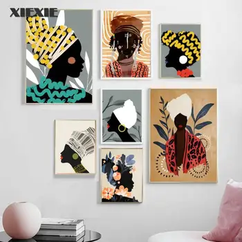 Juoda Mergytė Drobės Tapybos Afrikos Stiliaus Plakatų ir grafikos Šiaurės Abstraktus Mergina Sienos Menas Nuotraukas Salonas Klubo Namų Dekoro