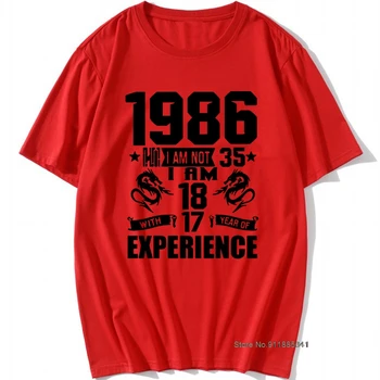 Juokinga, Pagamintas 1986 m. 35-osios Gimtadienio dovana Spausdinti Pokštas T-shirt 35 Metus Nuostabus Vyras Atsitiktinis Trumpas Rankovės Medvilnės T Marškinėliai Vyrams