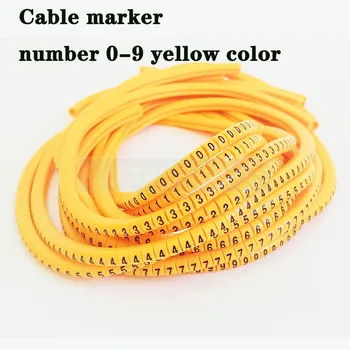 Kabelio žymeklis sunumeruoti EB-2 3000pcs Wire Marker Skaičius nuo 0 iki 9, Kabelinė Dydis 4sqmm geltonos Spalvos PVC kabelių žymekliai izoliacija žymeklis