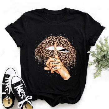 Karšto Pardavimo Vasarą Moterys T-shirt Juoda Tee Kietas Moterų Leopard Tee Marškinėliai trumpomis Rankovėmis Viršūnes Moterų Atsitiktinis O-kaklo Viršūnes Marškinėlius