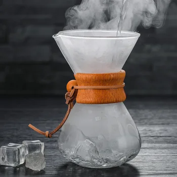 Klasikinis Stiklo Kavinukas Medinės Rankenėlės Atsparios Karščiui, Užpilkite Kavos Virimo Aparatas Vadovas Coffeemaker V60 Vertus Dripper