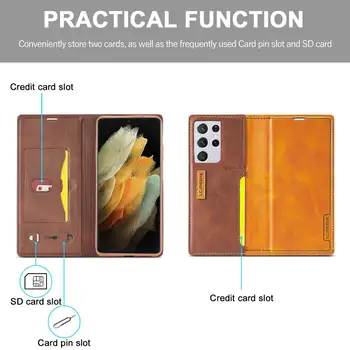 Knyga Flip Case For Samsung Galaxy S21 Plius S21 Ultra Atveju Leaher Magnetinio Prabanga Atveju 