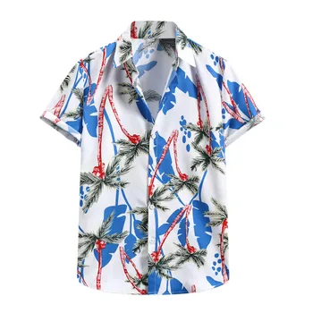 Kokoso Medis Spausdinti Hip-Hop Marškinėliai Vyrams Vasaros Paplūdimio Negabaritinių Marškinėliai Mygtuką Iki Streetwear Harajuku Mados Havajų Marškinėliai