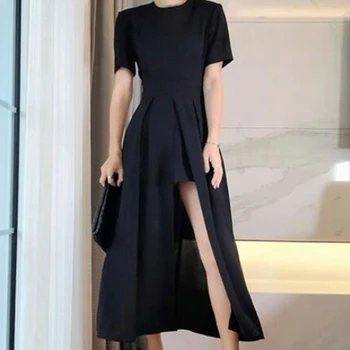 Korėjos Stiliaus Suknelė Moterims, Elegantiškas 2021 M. Vasarą Trumpomis Rankovėmis Slim Šifono Suknelė Šalis Atsitiktinis Midi Padalinta Seksualus Suknelės Vestidos 15235