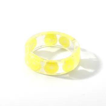 Kūrybiškumo mielas skaidrus vaisių akrilo žiedas paties stiliaus vyrų ir moterų paprastų geometrinių dervos žiedas classic jewlery dovanos