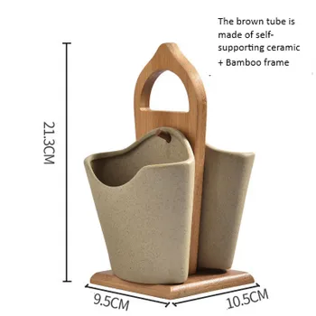 Kūrybos bambuko ir medžio, keramikos indą namų dvigubas vamzdelis stalčiuko kabinti lazdelės narve virtuvės įrankiai, sandėliavimo