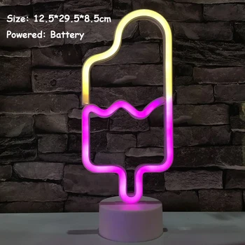 LED Neon Šviesos Ženklai Lempos Kūrybos Modeliavimo Popsicle Ledų Formos Naktį Žibintai ir Dekoro Stalo Parduotuvė Kambarį Namuose Dovanų Šalis