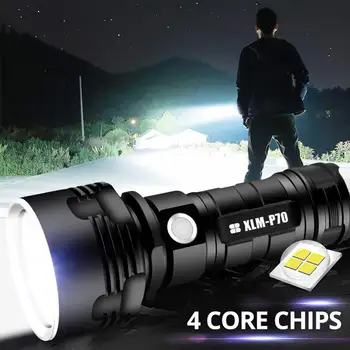LED Žibintuvėlis Aukštus Liumenų XLM-P70 Labiausiai Galingas Žibintuvėlis USB Įkrovimo Vandeniui Ultra Ryškių Žibintų Kempingas Vertus Lempos