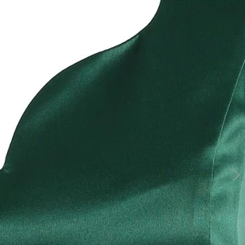 LSYCDS Brangioji Kaklo Green Satino Asimetriškas Hem Kietas Suknelės Rankovių Elegantiškas Šalis Drabužius, Plius Dydis Slim Moterų Suknelė
