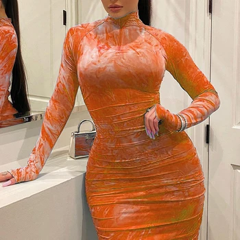 Mados 2021 m. pavasarį moterų suknelė Didelio dydžio 5xl Plisuotos užtrauktukas spausdinimo Stora Seksualus suknelės ilgai vakare elegantiškas bodycon suknelė