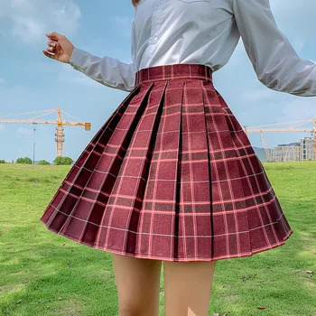 Mados Moters Mini Sijonai Harajuku Cosplay Mielas Kawaii Sijonai Mergaitėms Aukšto Juosmens Pledas Klostuotas Sijonas Vasaros Lolita Uniformos