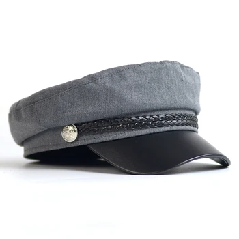 Mados Moterų, Vyrų, Kietas Karinės Skrybėlę Sailor Skrybėlės Atsitiktinis Juodosios Ponios Beretė Kepurės Flat Top Kapitonas Bžūp Kariūnų Aštuoniakampis Skrybėlę