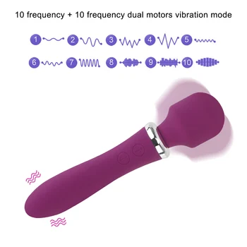 Makšties Lyties Massager Dual Varikliai Vibratoriai Magic Wand AV Vibratorius G Spot vibruojantis Dildo Klitorio Stimuliatorius Sekso Žaislai Moteris