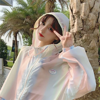 Moterų apsaugos nuo saulės drabužius Pietų korėjos versija in Hong Kong Harajuku Stiliaus asmenybė spalvinga prarasti universalus gobtuvu