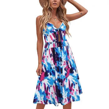 Moterų Diržas Bakas Suknelė Gėlių Spausdinti Rankovių Elegantiškas Paplūdimio Suknelės Vasaros Suknelė Sukienka Платье 2021