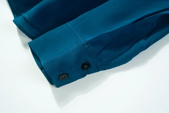 Moterų Mulberry Šilko Krepo Šilko Mėlyną Mygtuką žemyn ilgomis rankovėmis marškinėliai Viršuje Palaidinė Valstybės tarnybos darbą, M, L, XL JN582