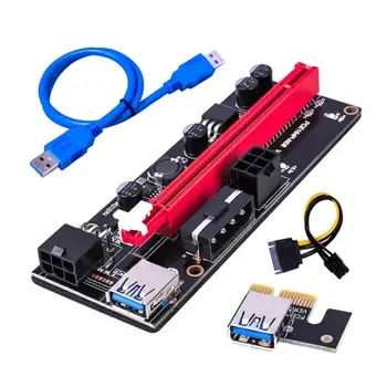 Nauja PCI-E Pcie Riser 009 Express 1X 16x Extender PCI-E USB Stove 009S Dual GPU 6Pin SATA Adapterio plokštę 15pin Už BTC Miner