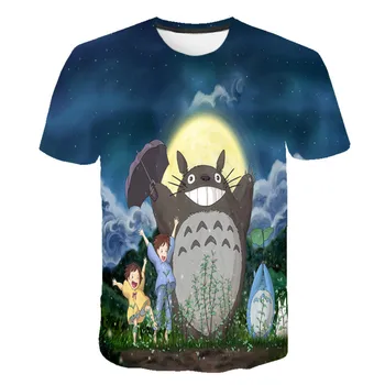 Naujas Anime Mano Kaimynas Totoro 3D Berniukų ir Mergaičių T-shirt Spausdinti Trumpas Rankovės Hayao Miyazaki T-shirt Animacinių filmų Vaikams Didelio Dydžio Atsitiktinis