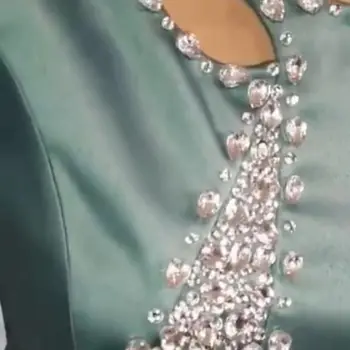 Naujas Atvykimo Satino Dangus Mėlynas Dubajus Vakaro suknelės ilgomis rankovėmis suknelė 2021 Kristalai Vakare Puošnios suknelės, Chalatas de bal femme longue