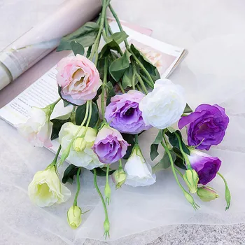 NAUJAS baltos spalvos lisianthus dirbtinio šilko gėlių namų stalo dekoro fotografijos gėlių, floristikos reikmenys
