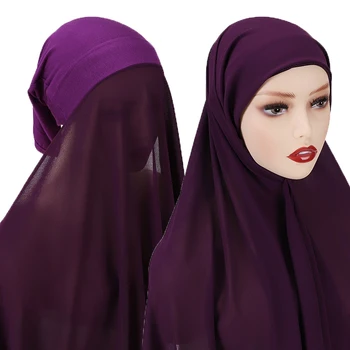 Naujas Musulmonų Moterys Variklio Dangčio Šifono Skara Galvą Skara Underscarf Dangtelis Vidinis Šalikas Lankelis Ruožas Hijab Padengti Headwrap Turbante