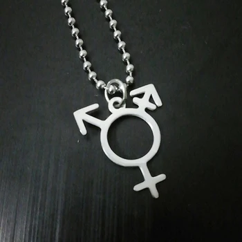 Nerūdijančio Plieno Transseksualų Simbolis Karoliai Transseksualų Išdidumo Papuošalai, Vyrų Ir Moterų Simbolis Karoliai Transseksualų dovana