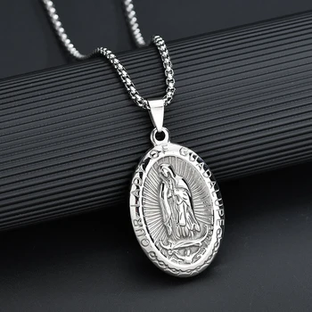 Nextvance Kokybės Nerūdijančio Mergelės Marijos, Jėzaus Kristaus Karoliai Ave Maria Šventoji Motina Amuletas Pakabukas Krikščionių Padėkos