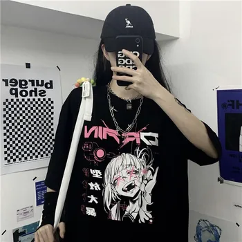 NiceMix derliaus anime ir animacinių filmų marškinėliai moterims drabužių gotikos marškinėlius streetwear spausdinti prarasti viršūnes korėjos vasaros black t-shirt
