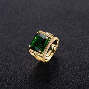 Pardavimo smaragdas žiedas vyrų kvadratinių nacionalinės vėjo atkurti senovės būdų žiedas auksu žiedas žiedas