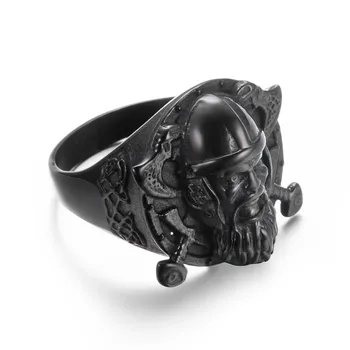 Patikima Rock, Punk Vikingų Kariai žiedas Odin Skandinavų Šarvai kirvis žiedo karo Dievo Kaukolė Barzda Žiedas, skirtas moterims, vyrams R00043